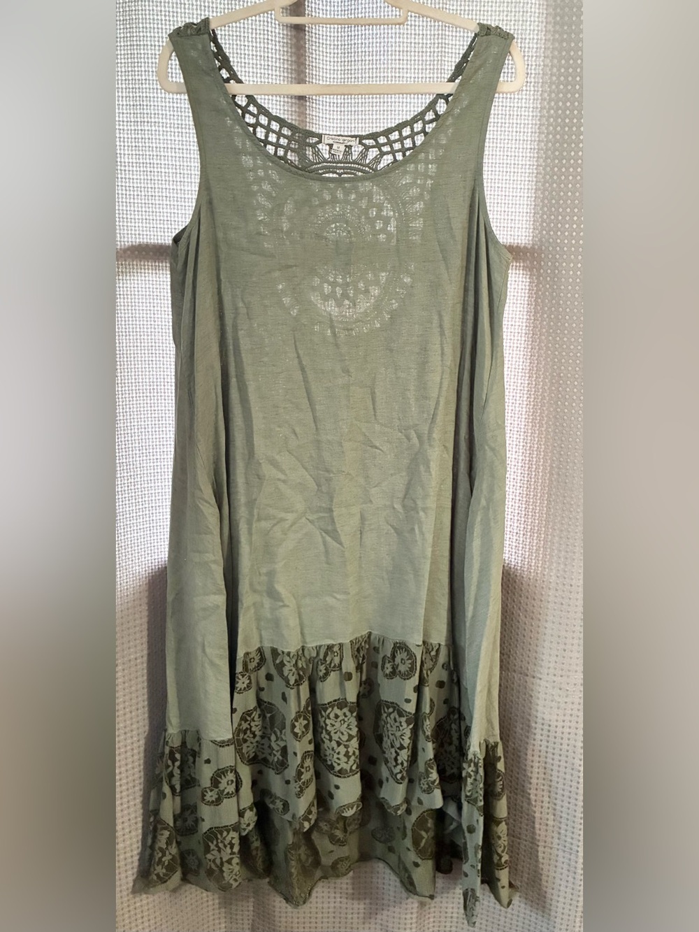 Christina Vergani M Linen Crochet High Low Dress Made in Italy Cottagecore Coast